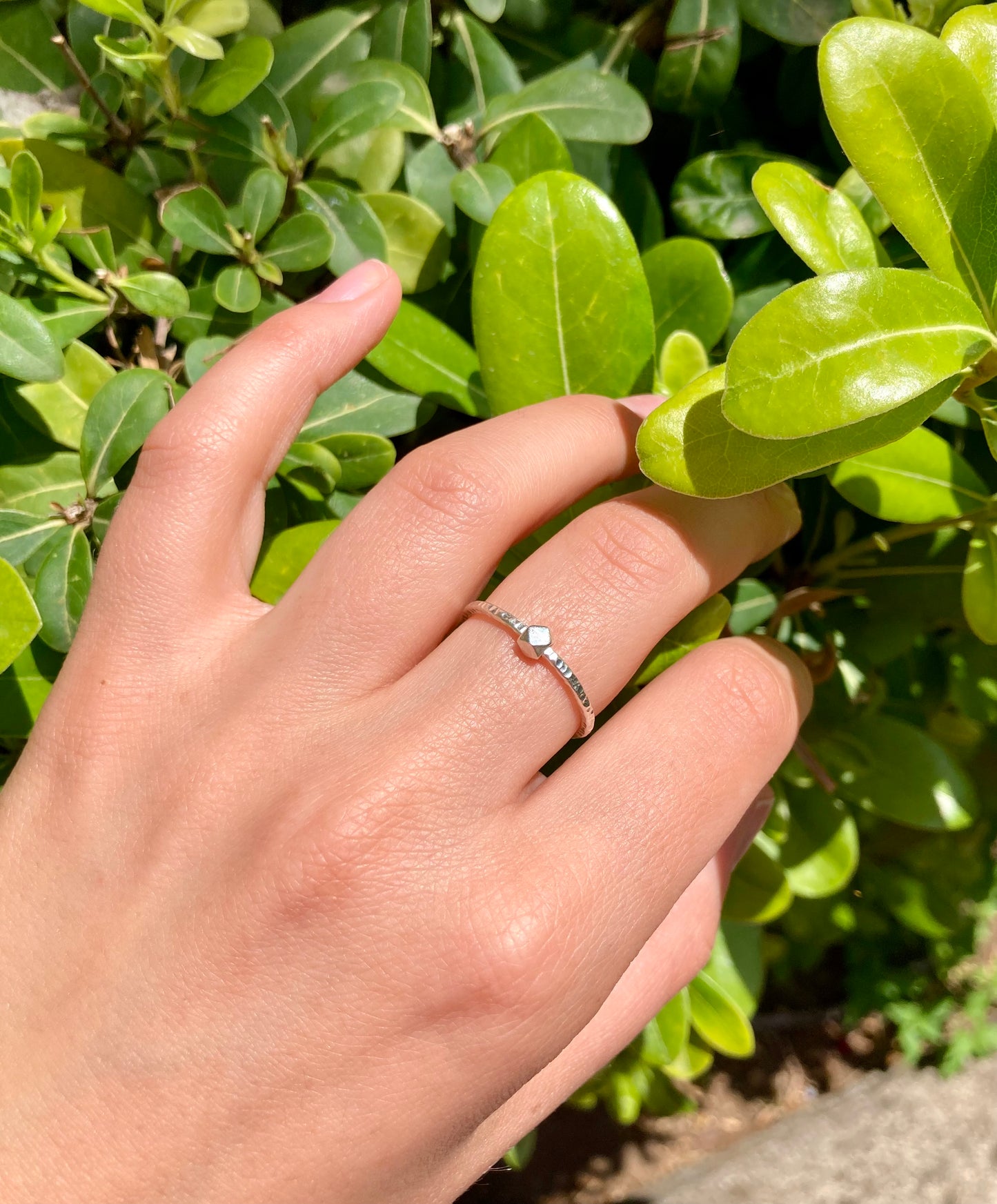Handcrafted Hammered Silver Fidget Ring with Bold Hexagon Bead – 925 Sterling Silver Anxiety Ring