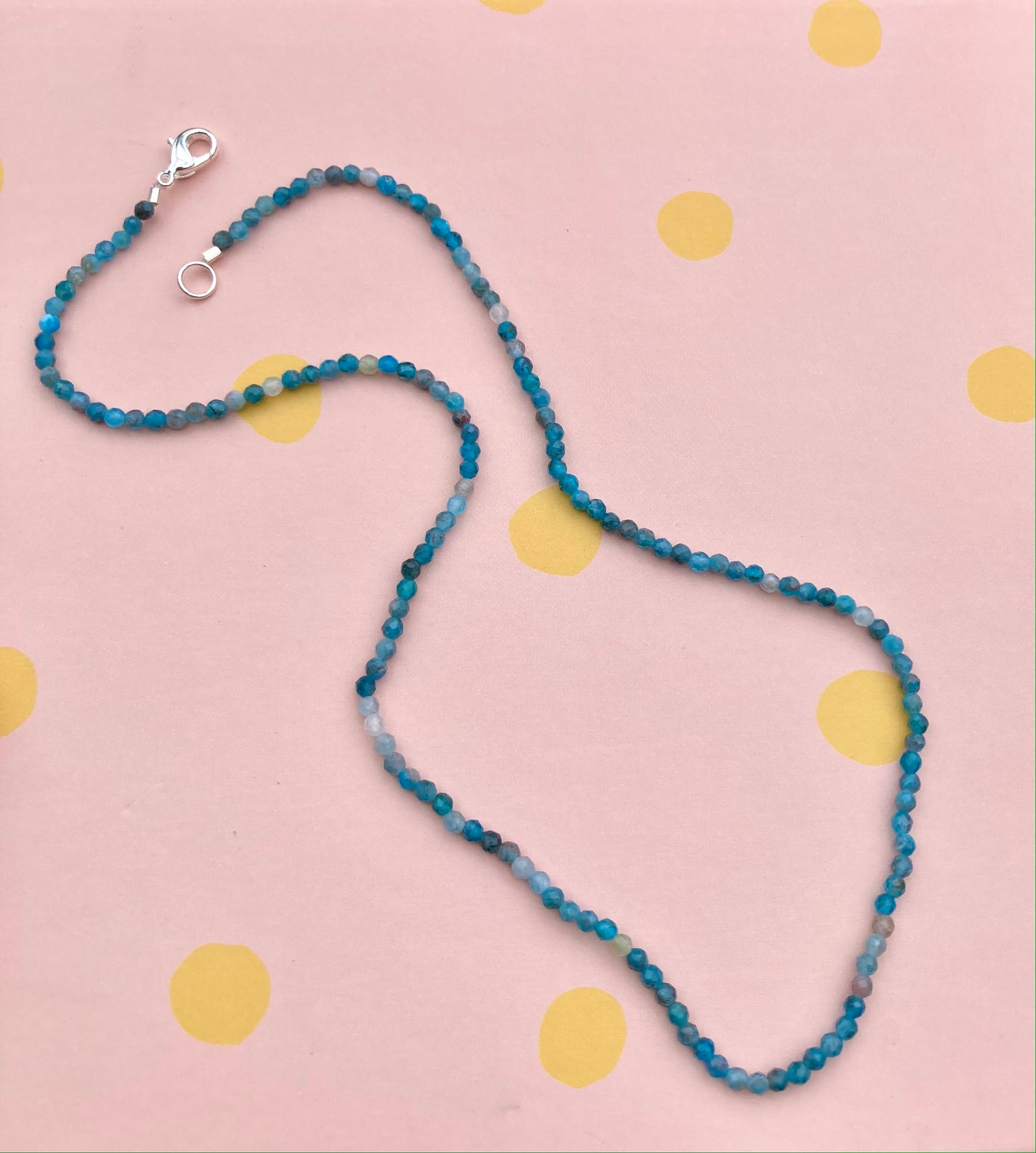 Elastic Necklace of Tiny Shiny Faceted Gemstone Beads