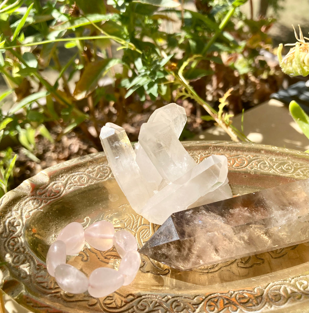 Chunky Handmade Pink Rose Quartz or Moonstone Opal Heart Elastic Anti-Anxiety Ring