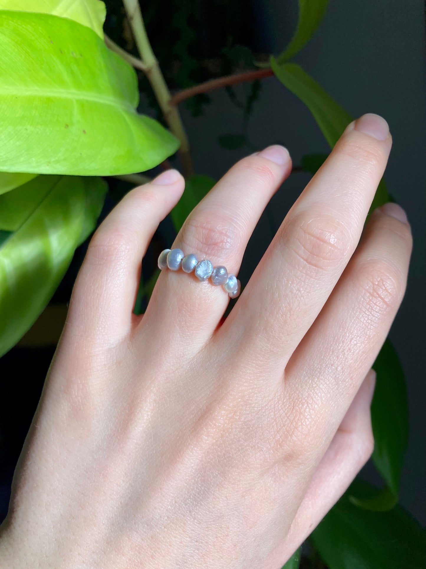 Elastic Fidget Ring with Natural Freshwater Pearls