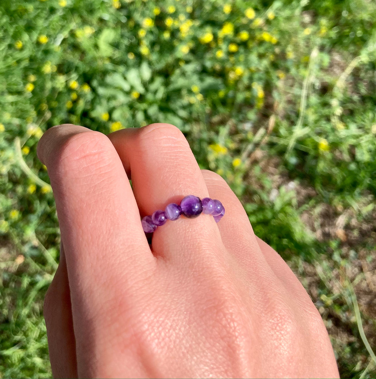 Elastischer Juicy Carneol Fidget Ring aus natürlichen Edelsteinperlen für Gelassenheit