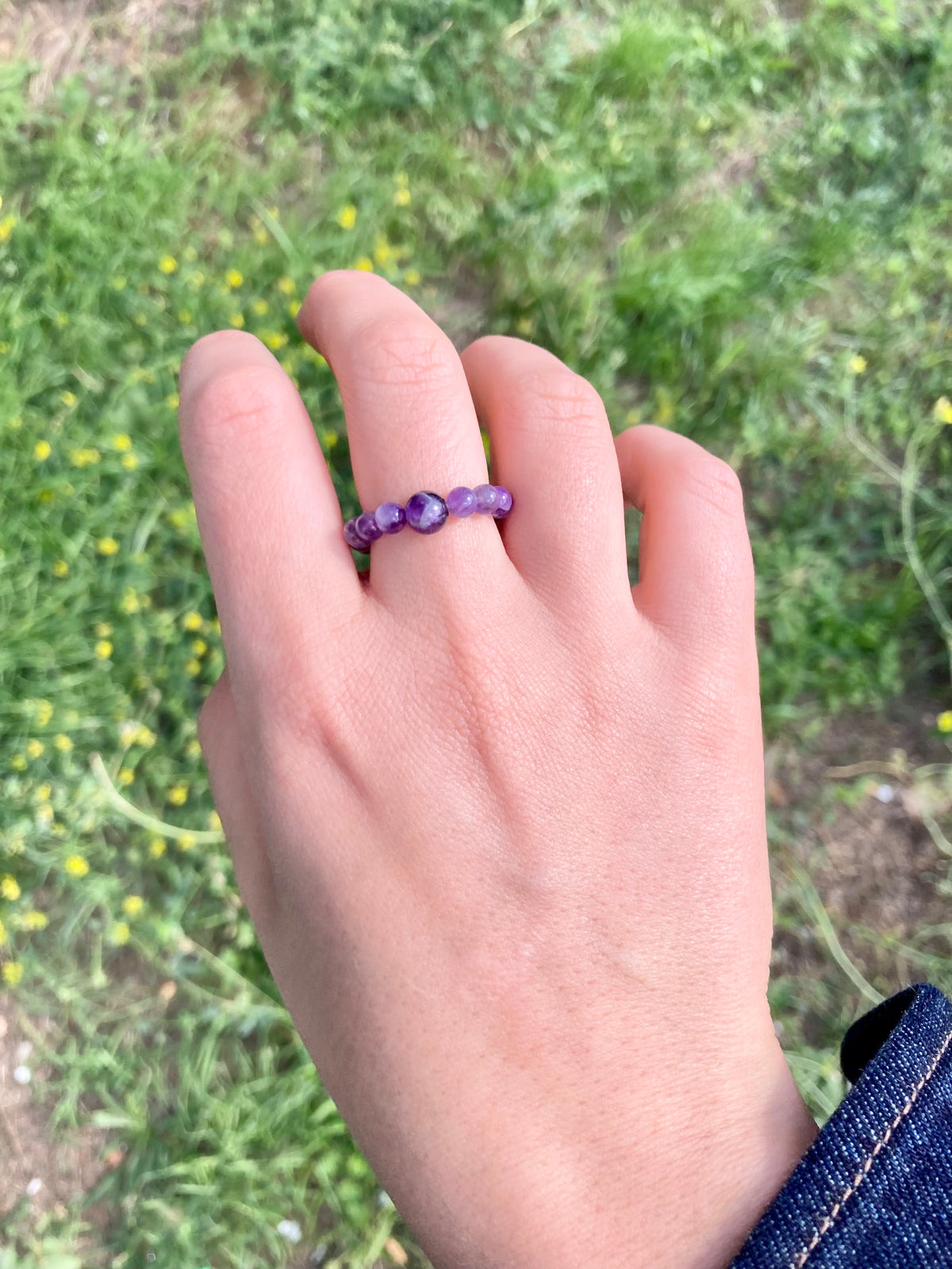 Elastischer Juicy Carneol Fidget Ring aus natürlichen Edelsteinperlen für Gelassenheit