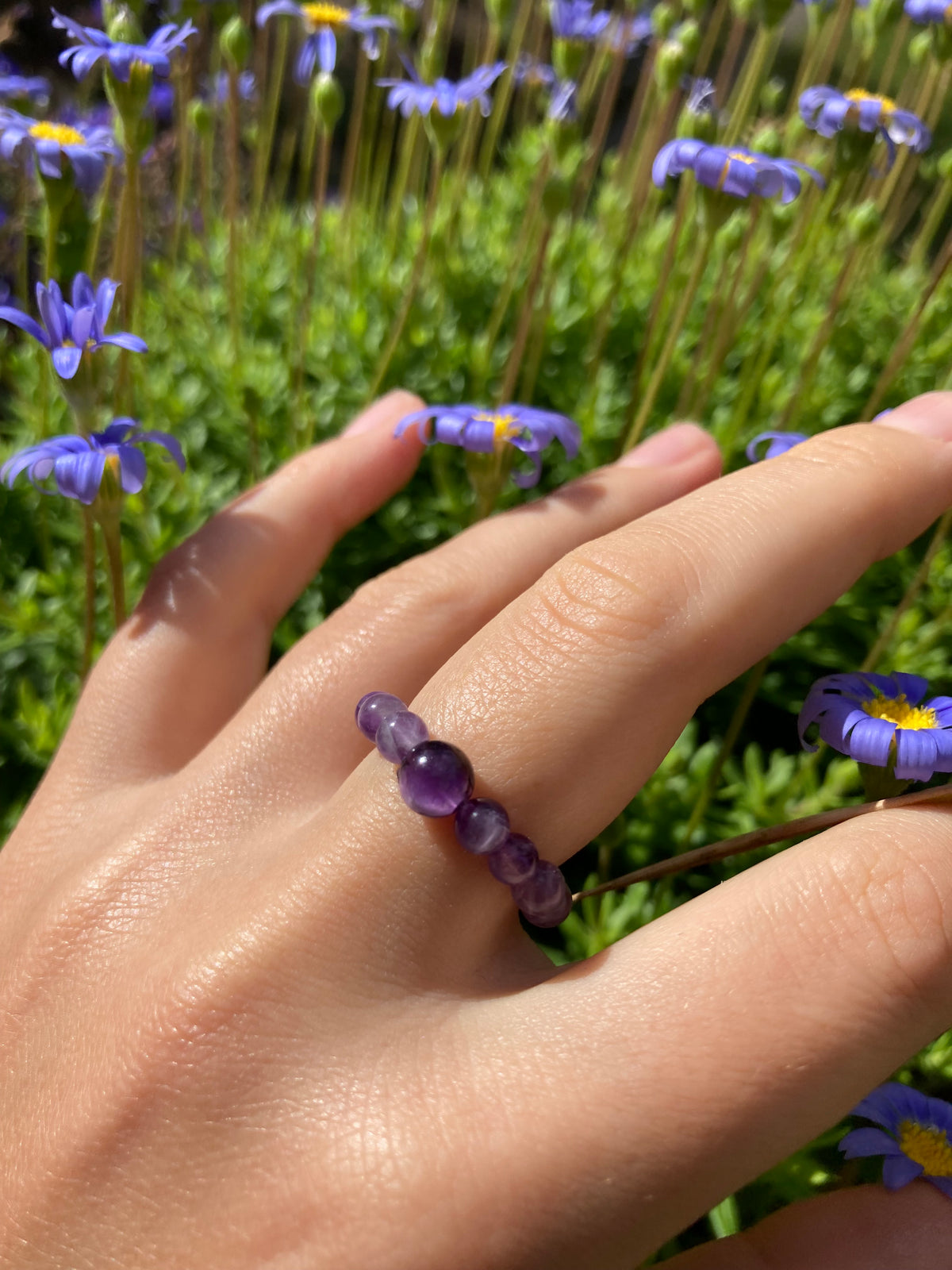 Elastischer Juicy Carneol Fidget Ring aus natürlichen Edelsteinperlen für Gelassenheit