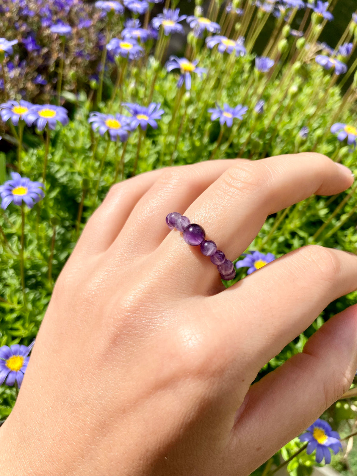 Elastischer Juicy Carneol Fidget Ring aus natürlichen Edelsteinperlen für Gelassenheit
