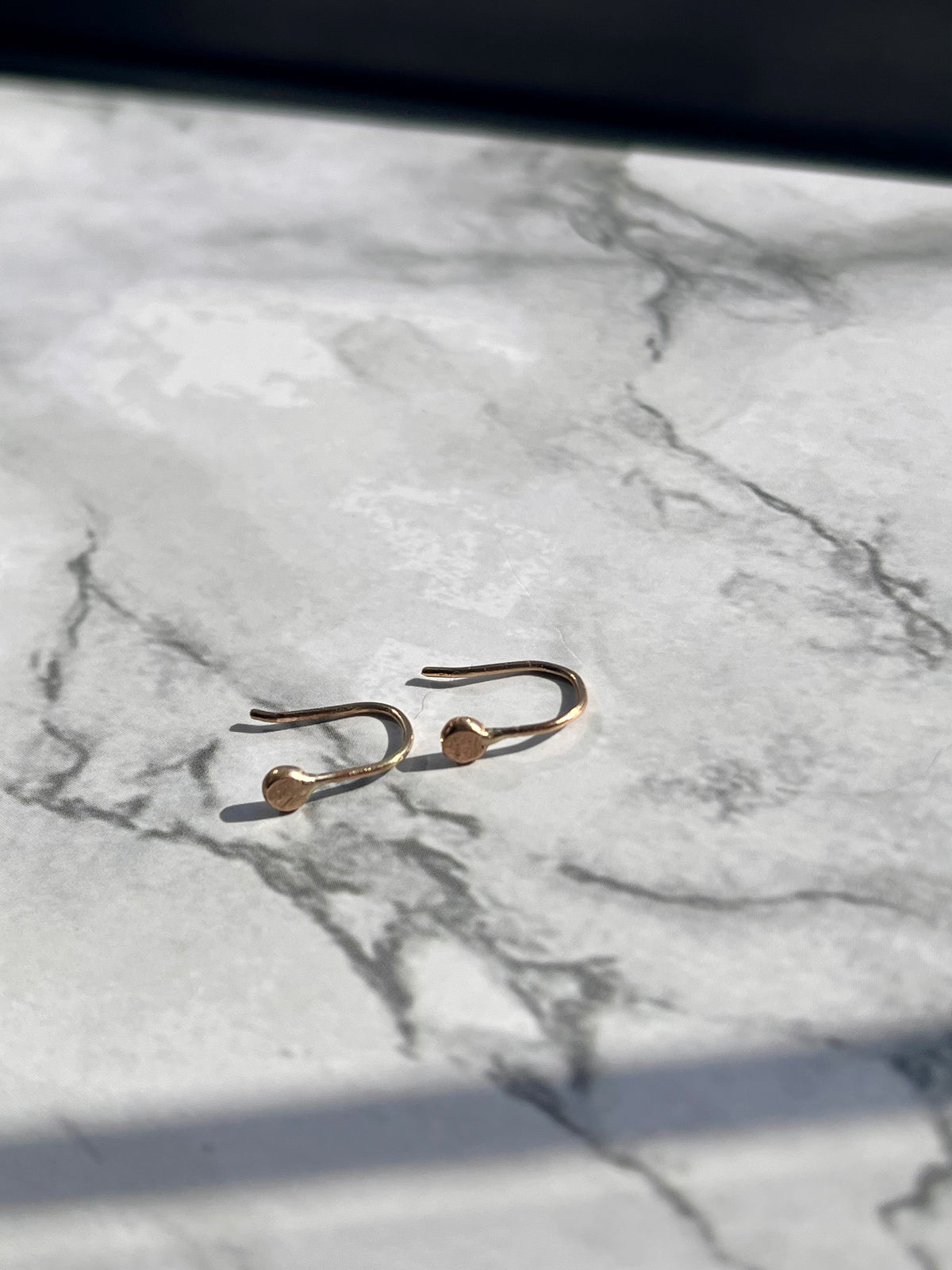 Tiny Minimalist Recycled Solid 9K Gold Drop Earrings