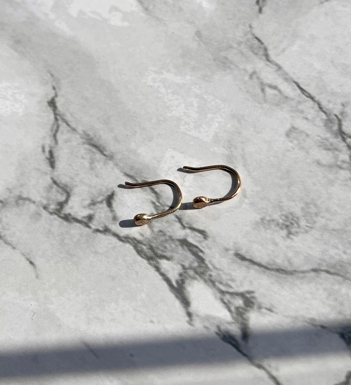 Tiny Minimalist Recycled Solid 9K Gold Drop Earrings