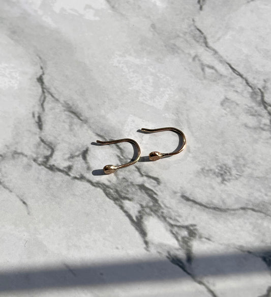 Tiny Minimalist Recycled Solid 9K Gold Drop Earrings