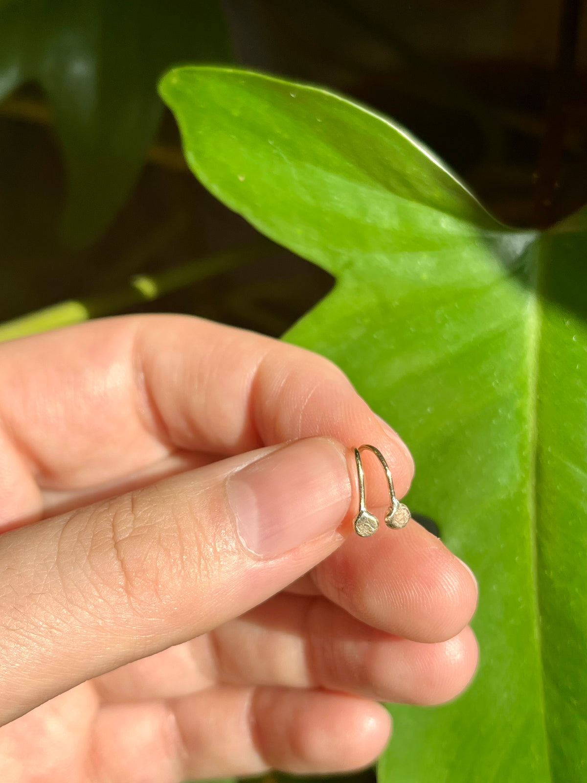 Tiny Minimalist Recycled Solid 9K Gold Drop Earrings