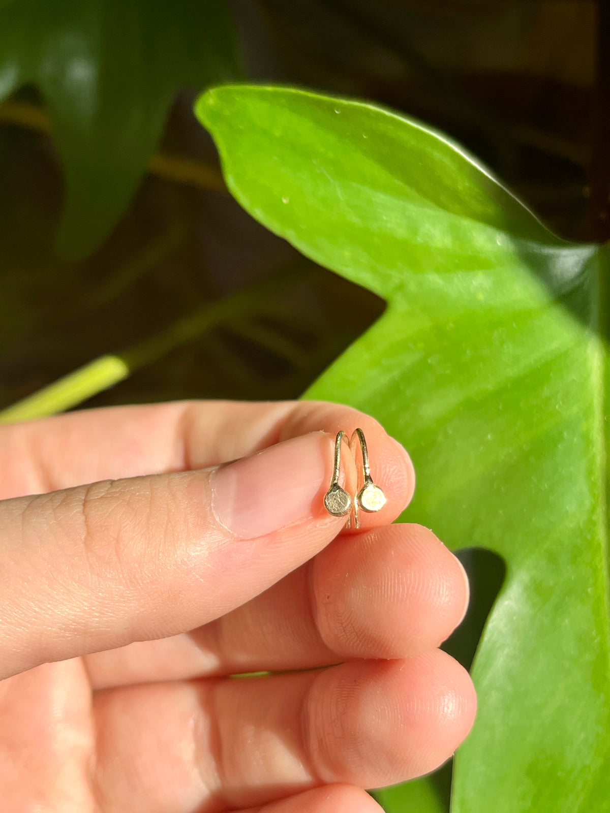 Tiny Minimalist Recycled Solid 9K Gold Drop Earrings