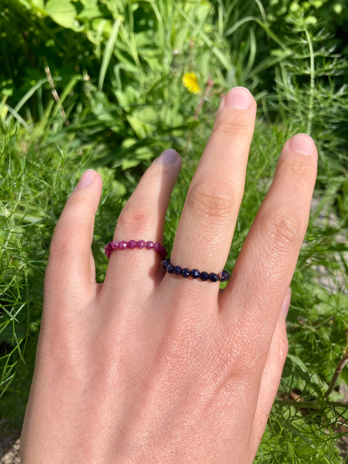 Elastic Fidget Ring with Natural Faceted Gemstone Beads (Ruby, Carnelian, Topaz etc.)