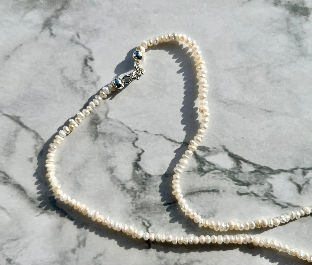 Keshi Freshwater Pearl Necklace with Sterling Silver Findings And Baroque Pearl Pendant