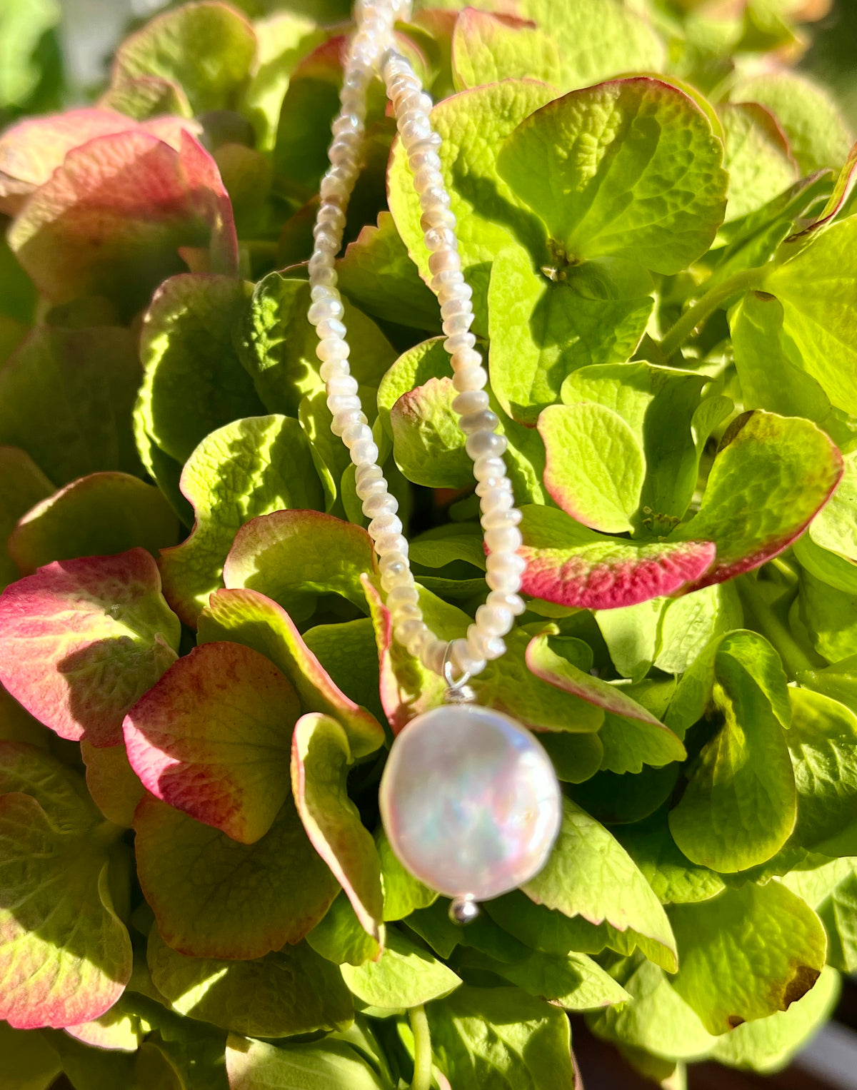 Keshi Freshwater Pearl Necklace with Sterling Silver Findings And Baroque Pearl Pendant