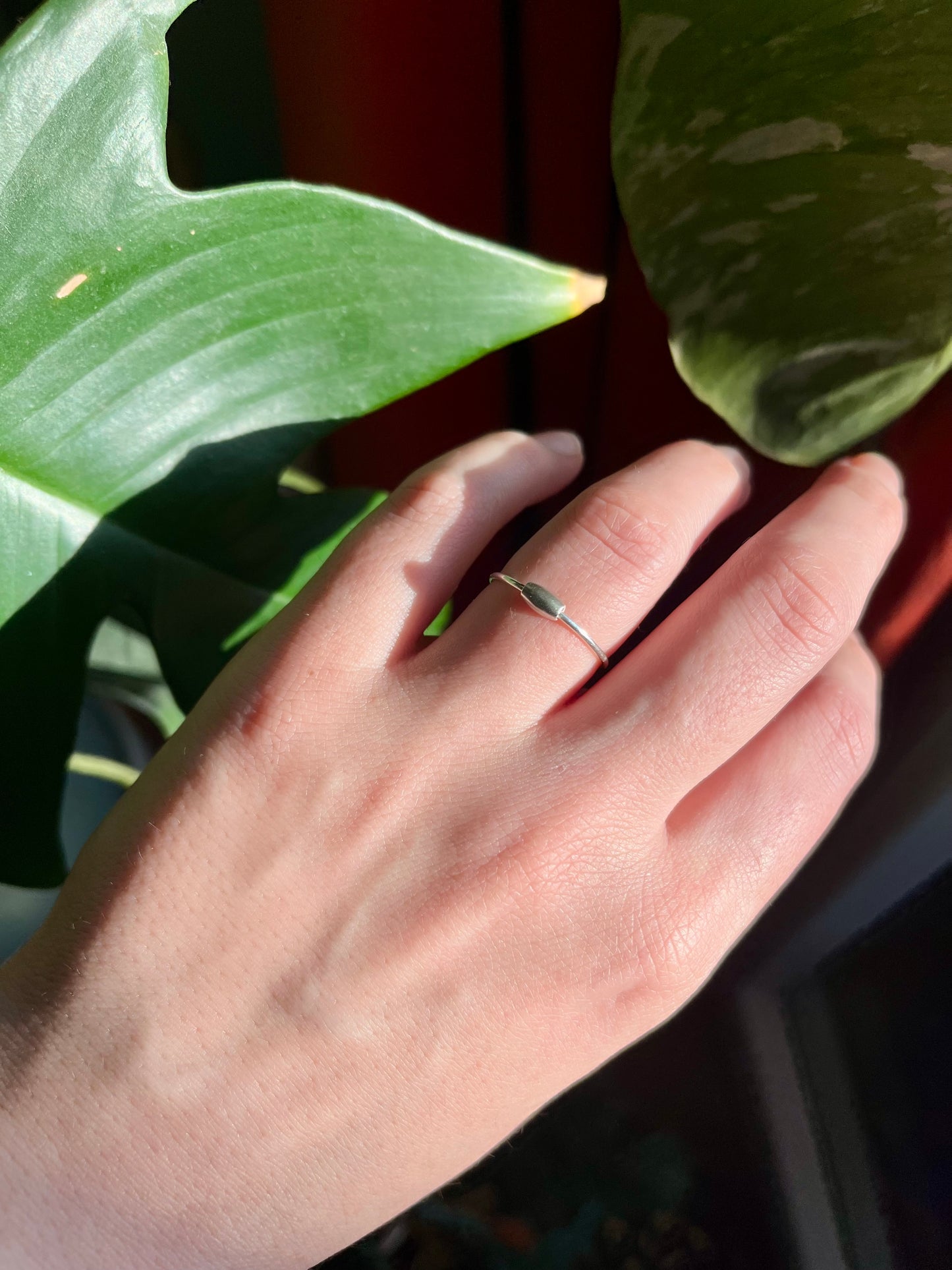 Handmade Anti Anxiety Fidget Ring in Solid 925 Sterling Silver with Smooth Oval Bead
