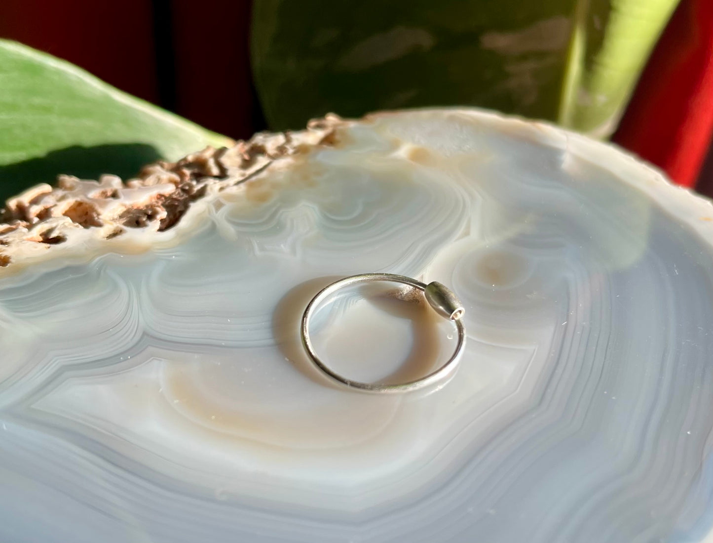 Handmade Anti Anxiety Fidget Ring in Solid 925 Sterling Silver with Smooth Oval Bead