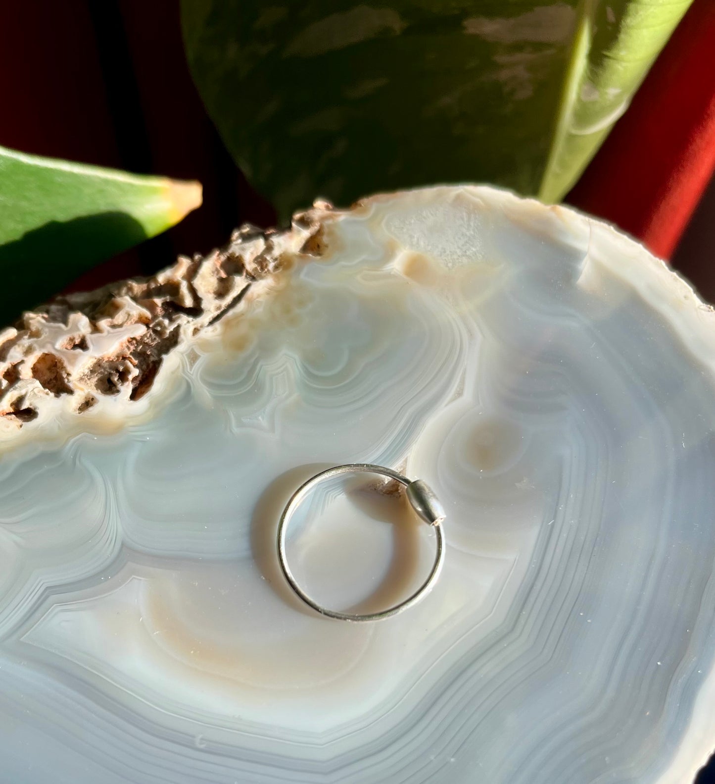 Handmade Anti Anxiety Fidget Ring in Solid 925 Sterling Silver with Smooth Oval Bead