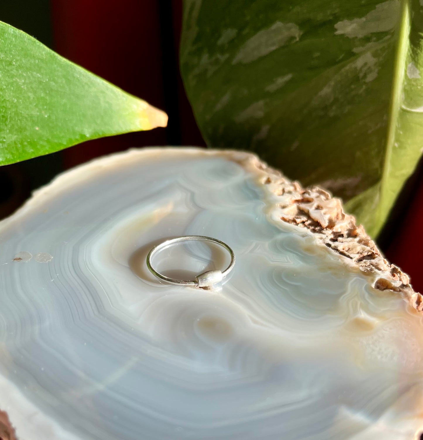 Handmade Anti Anxiety Fidget Ring in Solid 925 Sterling Silver with Smooth Oval Bead