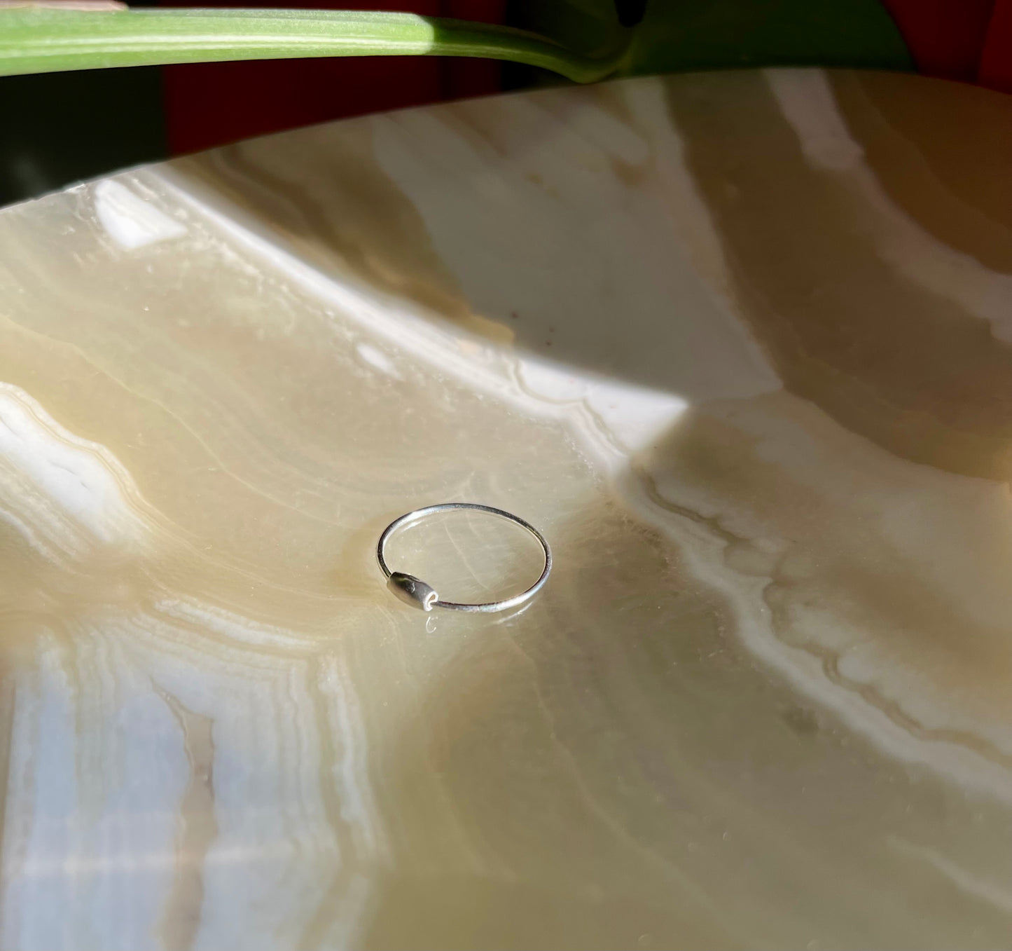 Handmade Anti Anxiety Fidget Ring in Solid 925 Sterling Silver with Smooth Oval Bead