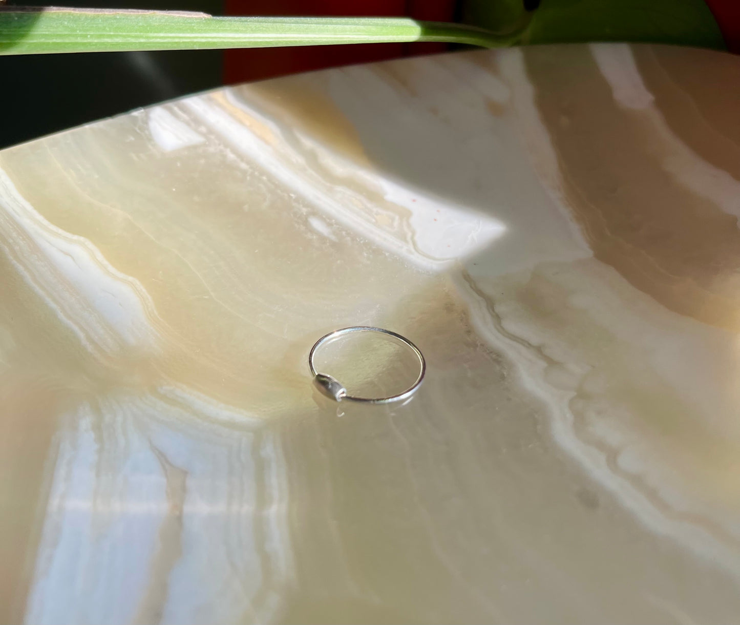 Handmade Anti Anxiety Fidget Ring in Solid 925 Sterling Silver with Smooth Oval Bead