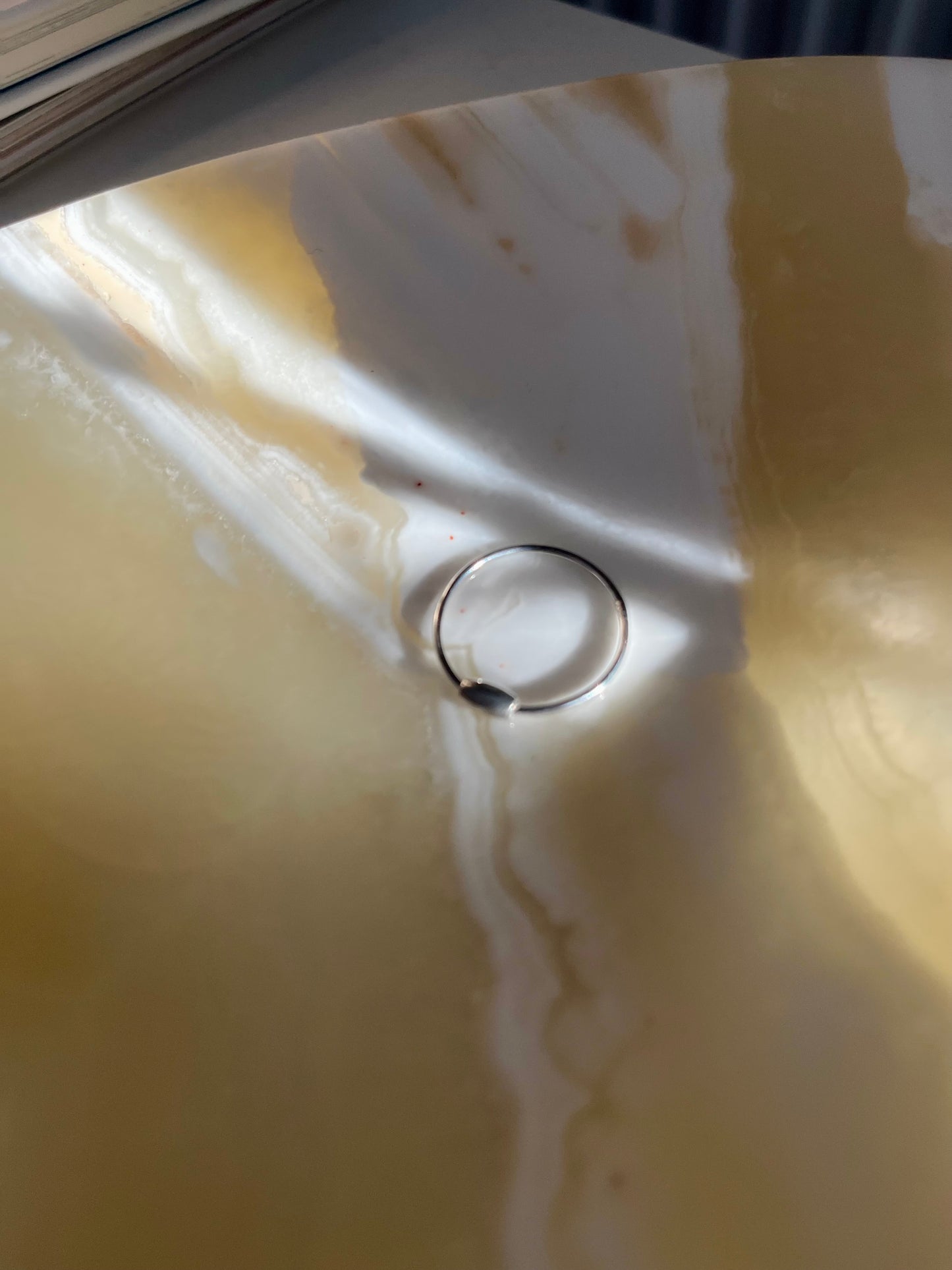 Handmade Anti Anxiety Fidget Ring in Solid 925 Sterling Silver with Smooth Oval Bead