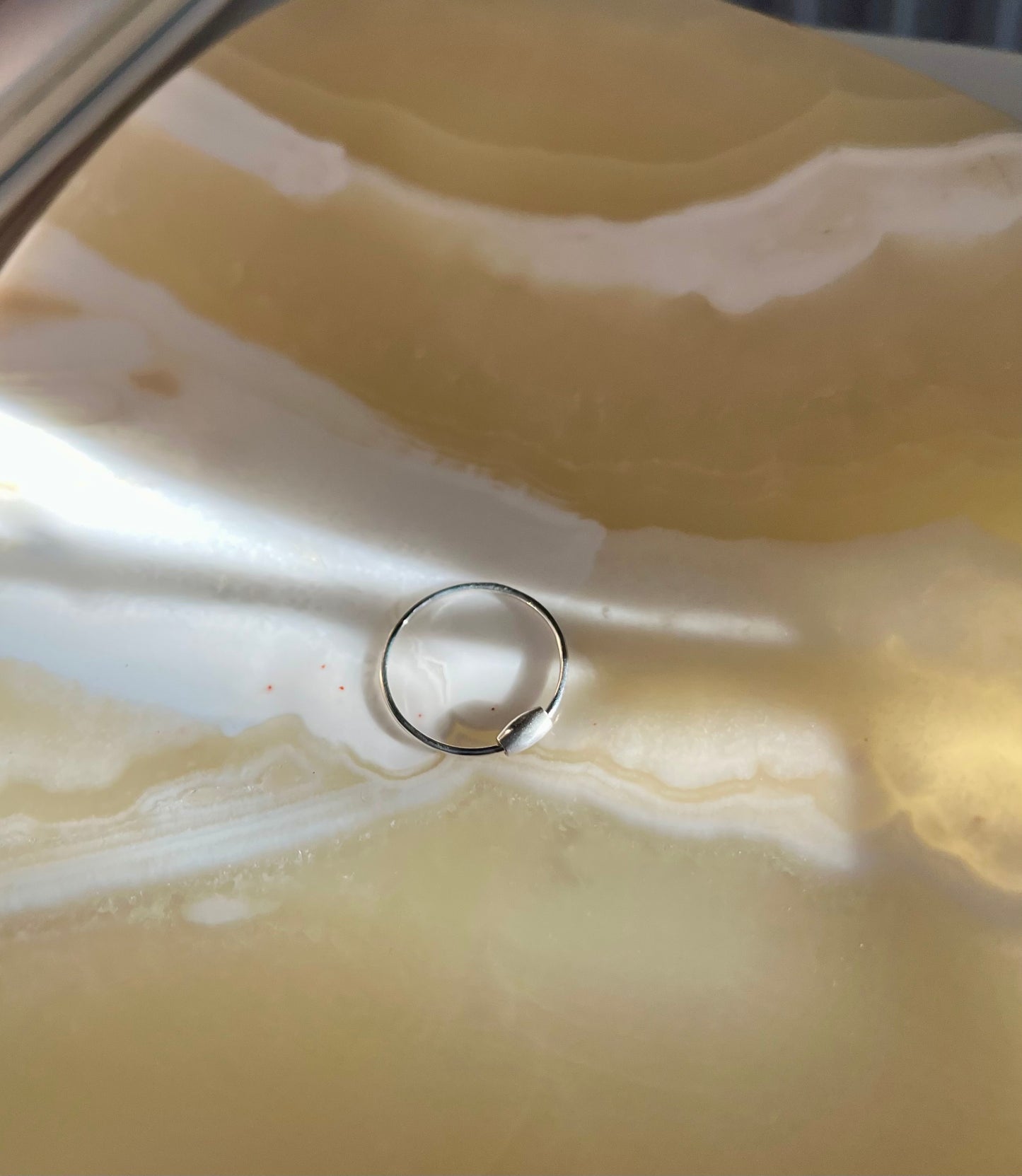Handmade Anti Anxiety Fidget Ring in Solid 925 Sterling Silver with Smooth Oval Bead