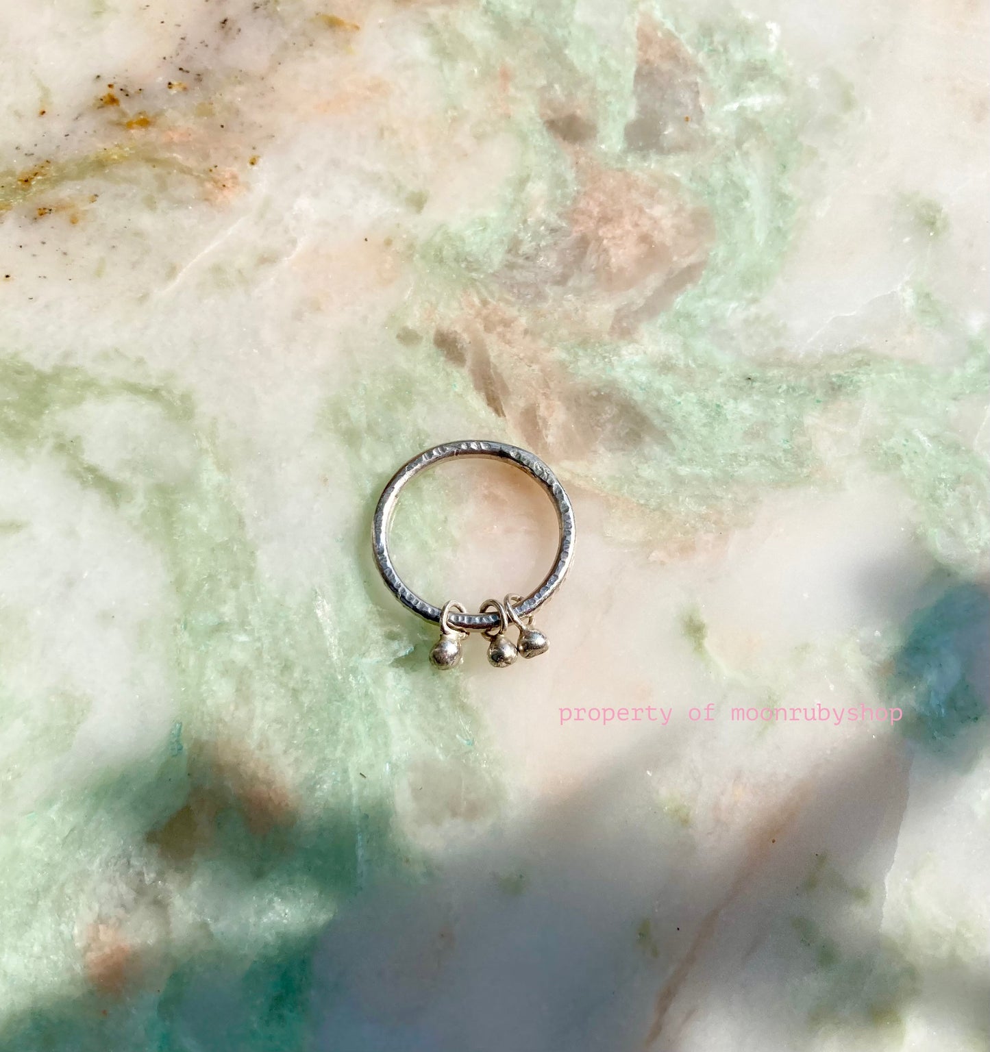 Solid Silver Worry Ring with Silver Dangly Charm Balls for Stress Relief and Focus