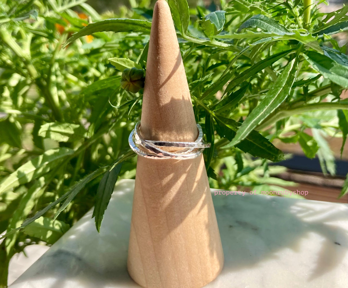 Handmade Silver Fidget Ring Made of Three Joined Silver Textured Rings