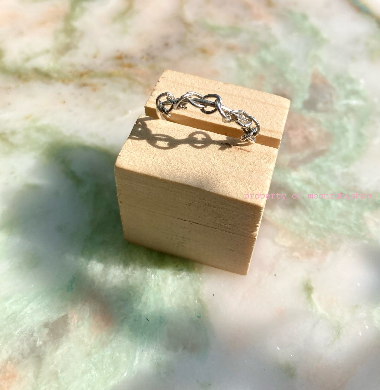 Handmade Solid Silver Ring with Silver Chain