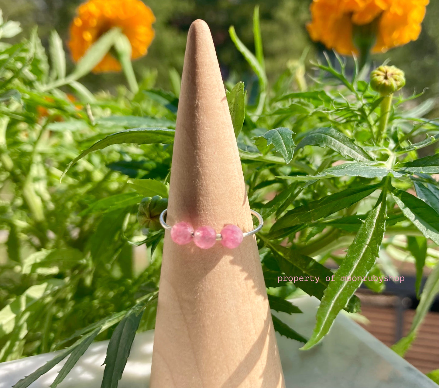 Handmade Silver Anti-Anxiety Ring with Tourmaline Faceted Beads