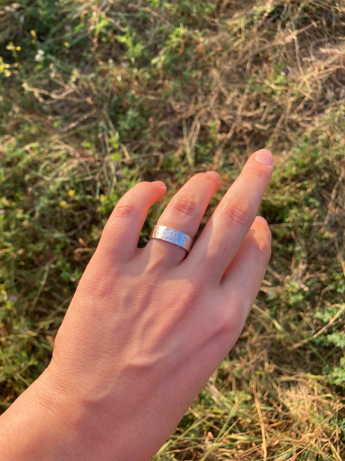 Chunky Hammered Silver Unisex Ring - Handmade Artisan Jewelry