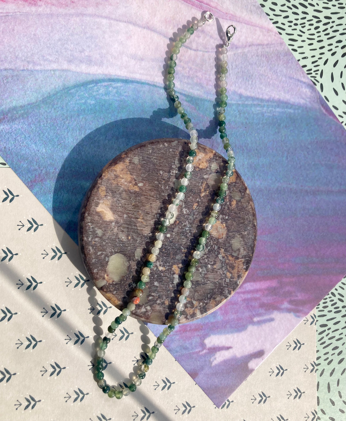 Elegant Minimalistic Gemstone Necklaces In Amethyst, Moss Agate, Rose Quartz and Amazonite