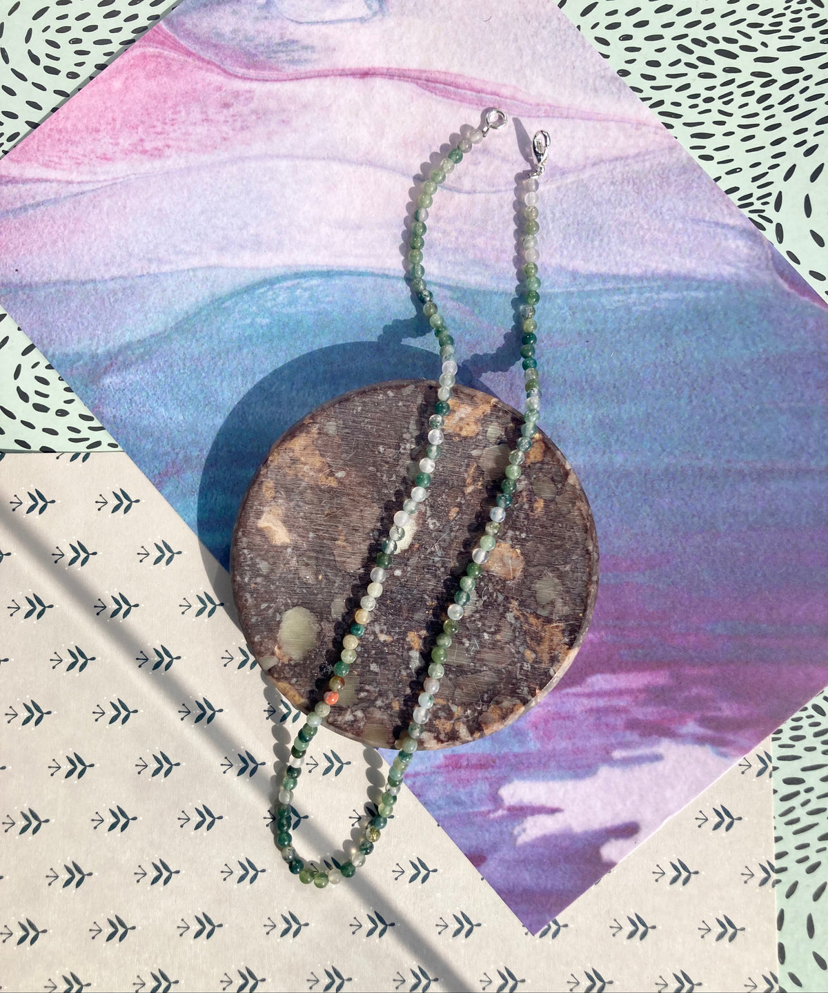 Elegant Minimalistic Gemstone Necklaces In Amethyst, Moss Agate, Rose Quartz and Amazonite