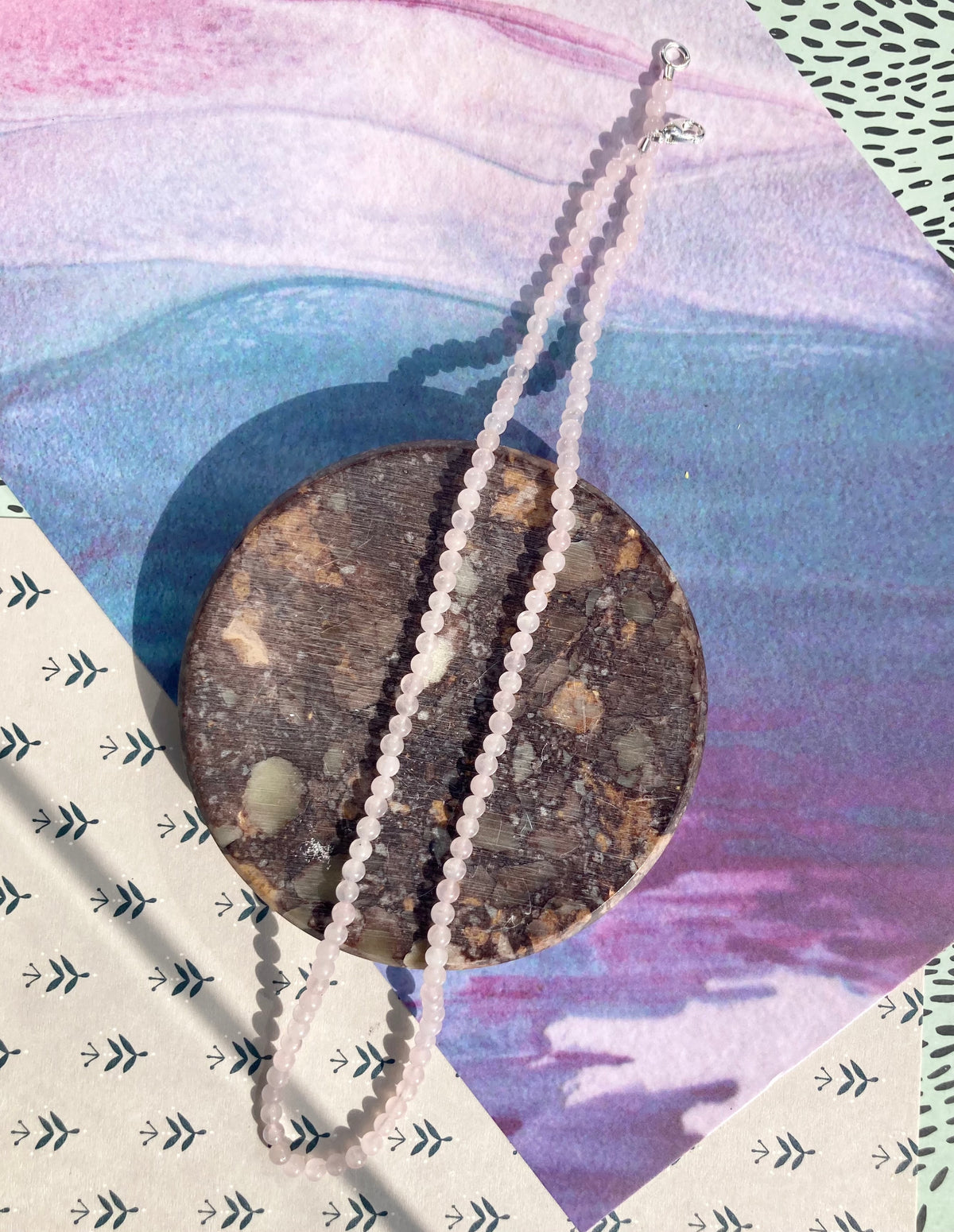 Elegant Minimalistic Gemstone Necklaces In Amethyst, Moss Agate, Rose Quartz and Amazonite