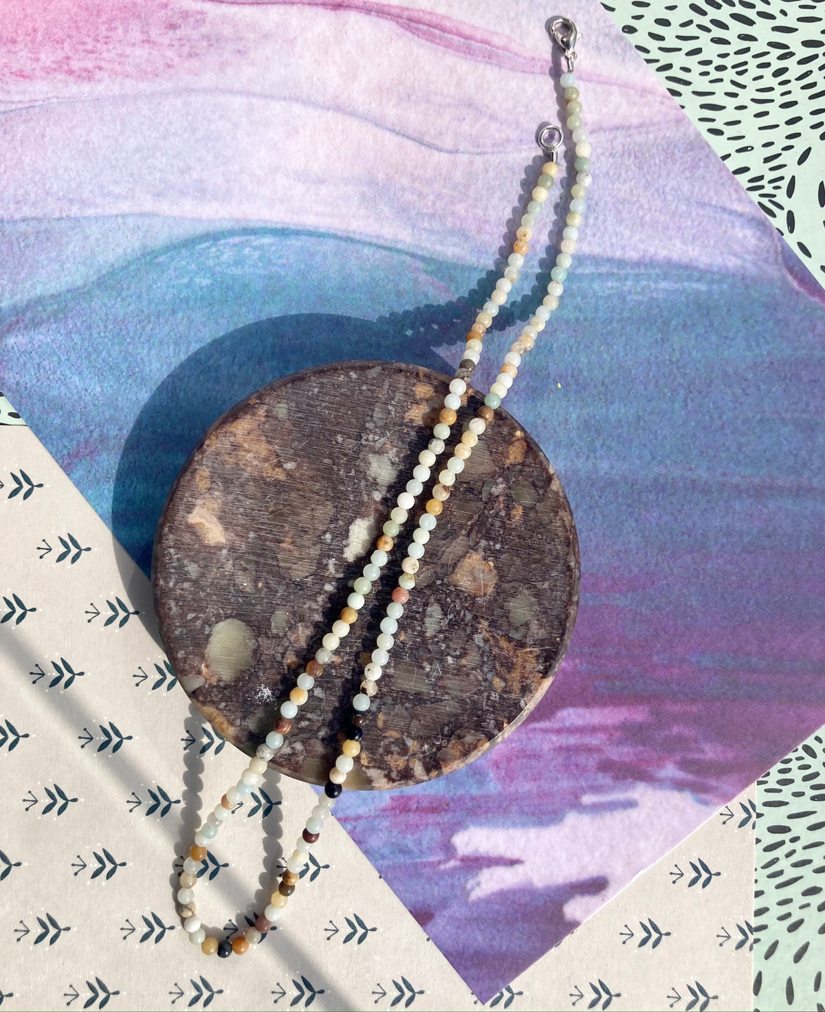 Elegant Minimalistic Gemstone Necklaces In Amethyst, Moss Agate, Rose Quartz and Amazonite