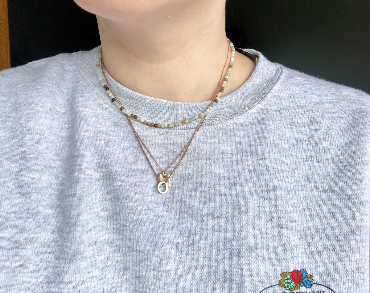 Elegant Minimalistic Gemstone Necklaces In Amethyst, Moss Agate, Rose Quartz and Amazonite