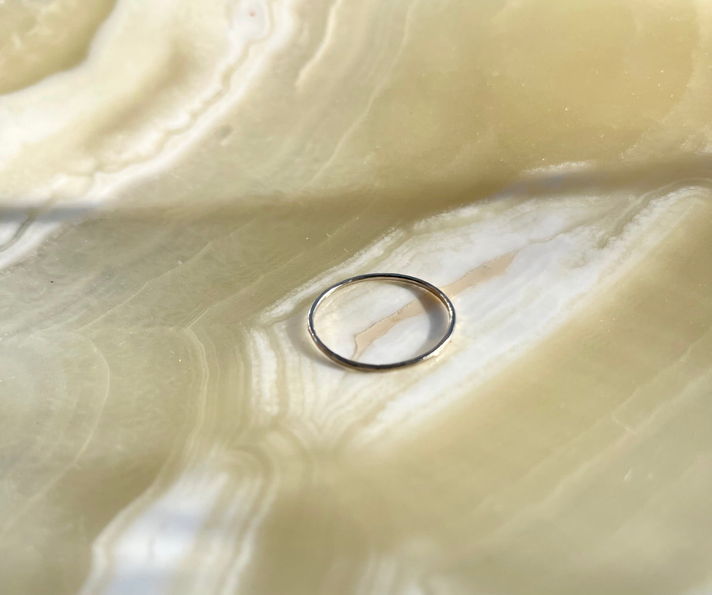 Delicate Solid 9K White Gold Thin Hammered Ring – Handcrafted Minimalist Jewelry