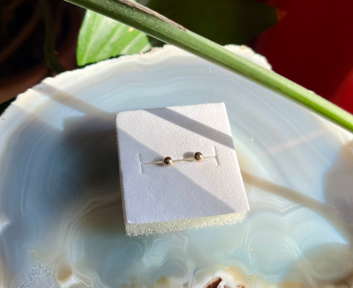 Tiny Minimalist Recycled Solid 9K Gold Stud Earrings