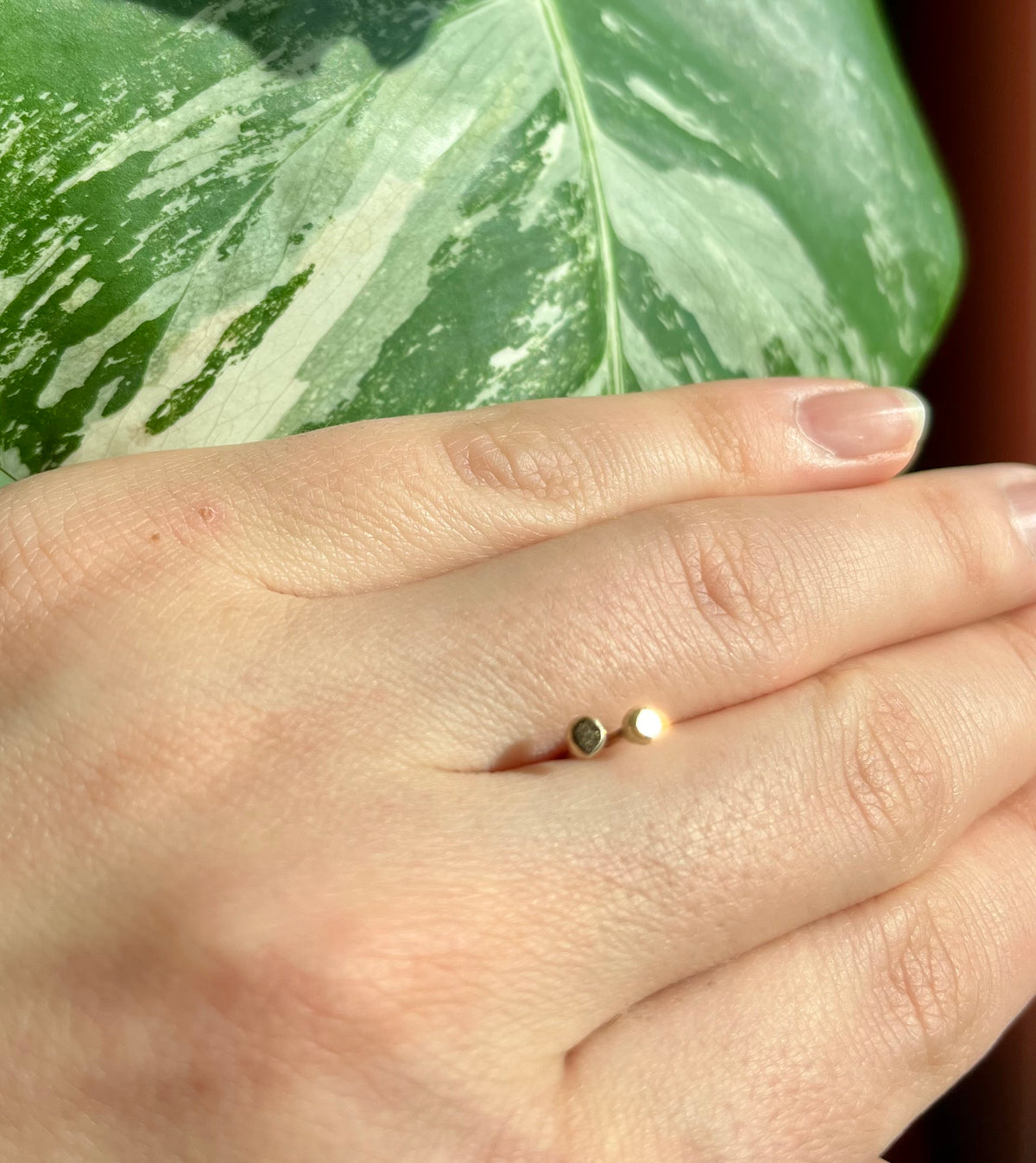 Tiny Minimalist Recycled Solid 9K Gold Stud Earrings