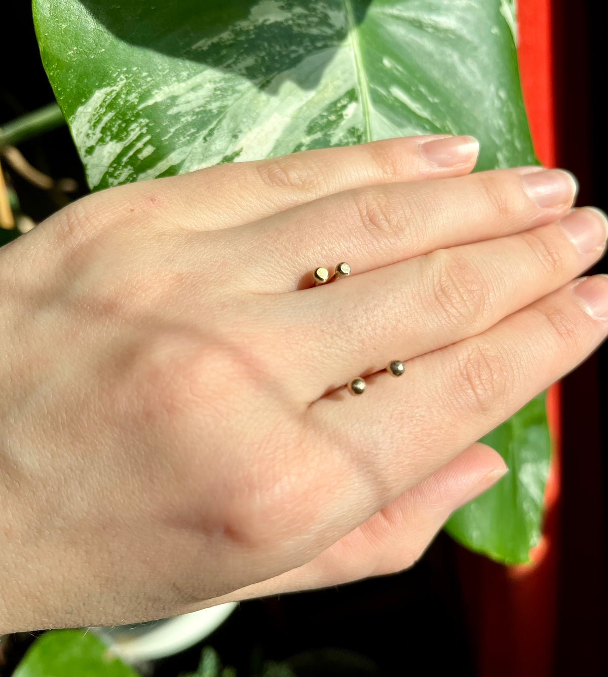 Tiny Minimalist Recycled Solid 9K Gold Stud Earrings