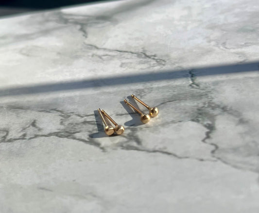 Tiny Minimalist Recycled Solid 9K Gold Stud Earrings