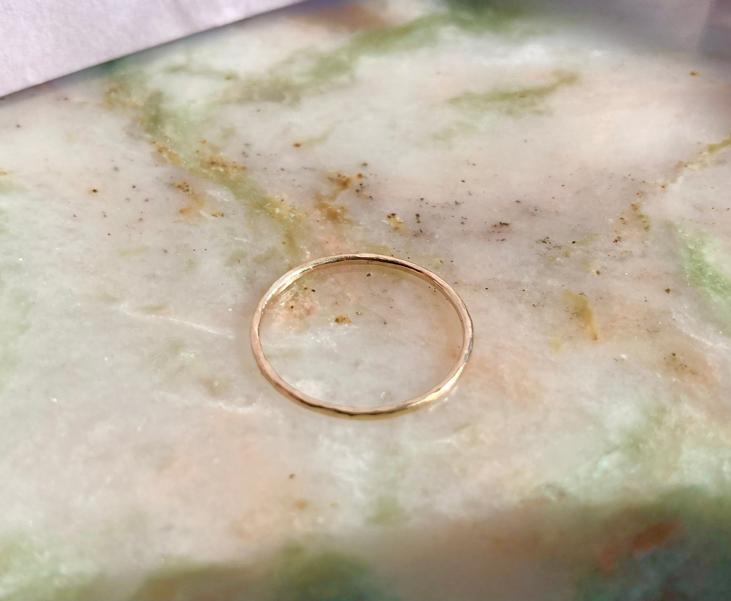 Real Solid 9K Gold Thin Hammered Stacking Ring – Handmade, Elegant & Minimalist