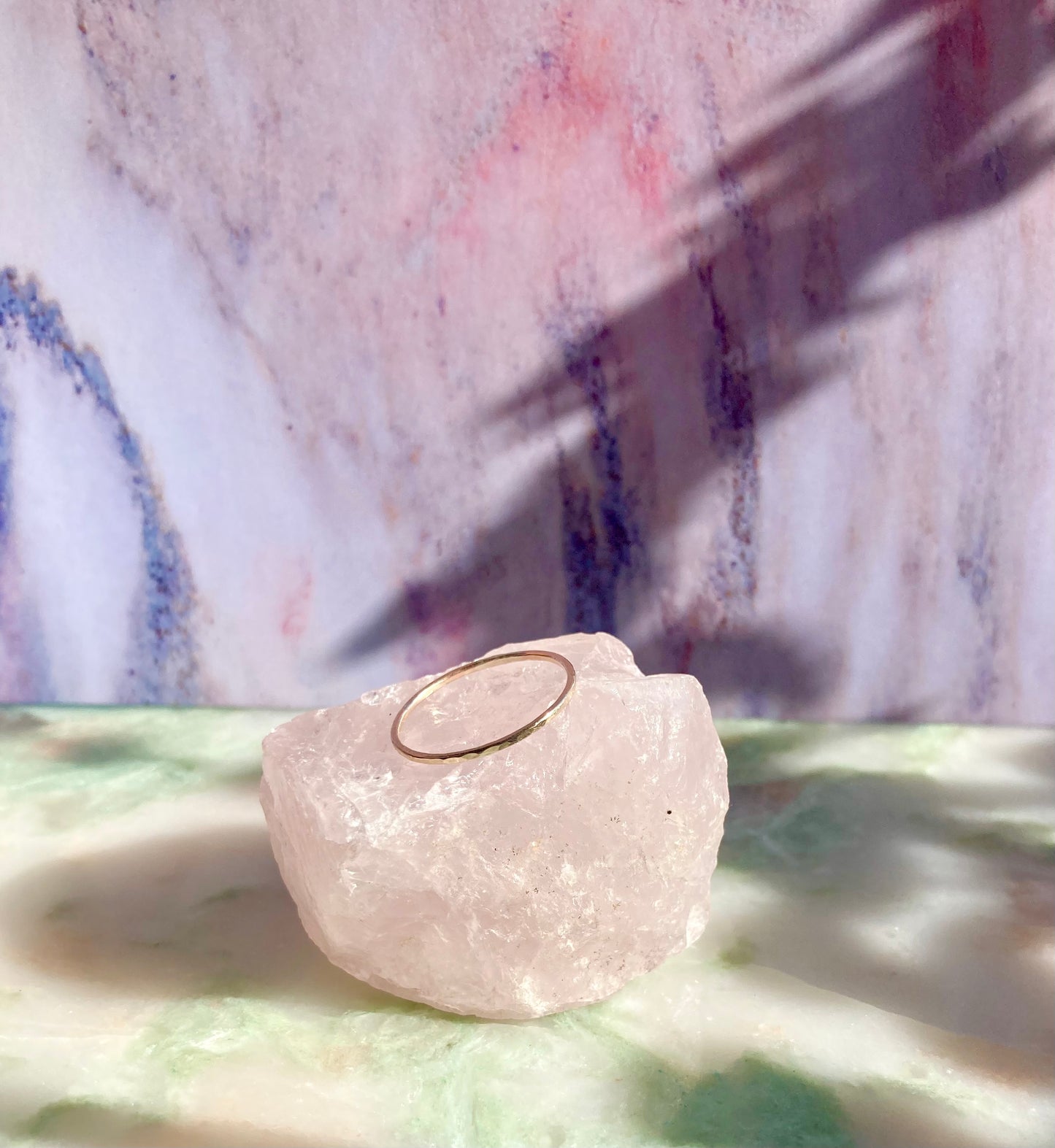 Real Solid 9K Gold Thin Hammered Stacking Ring – Handmade, Elegant & Minimalist