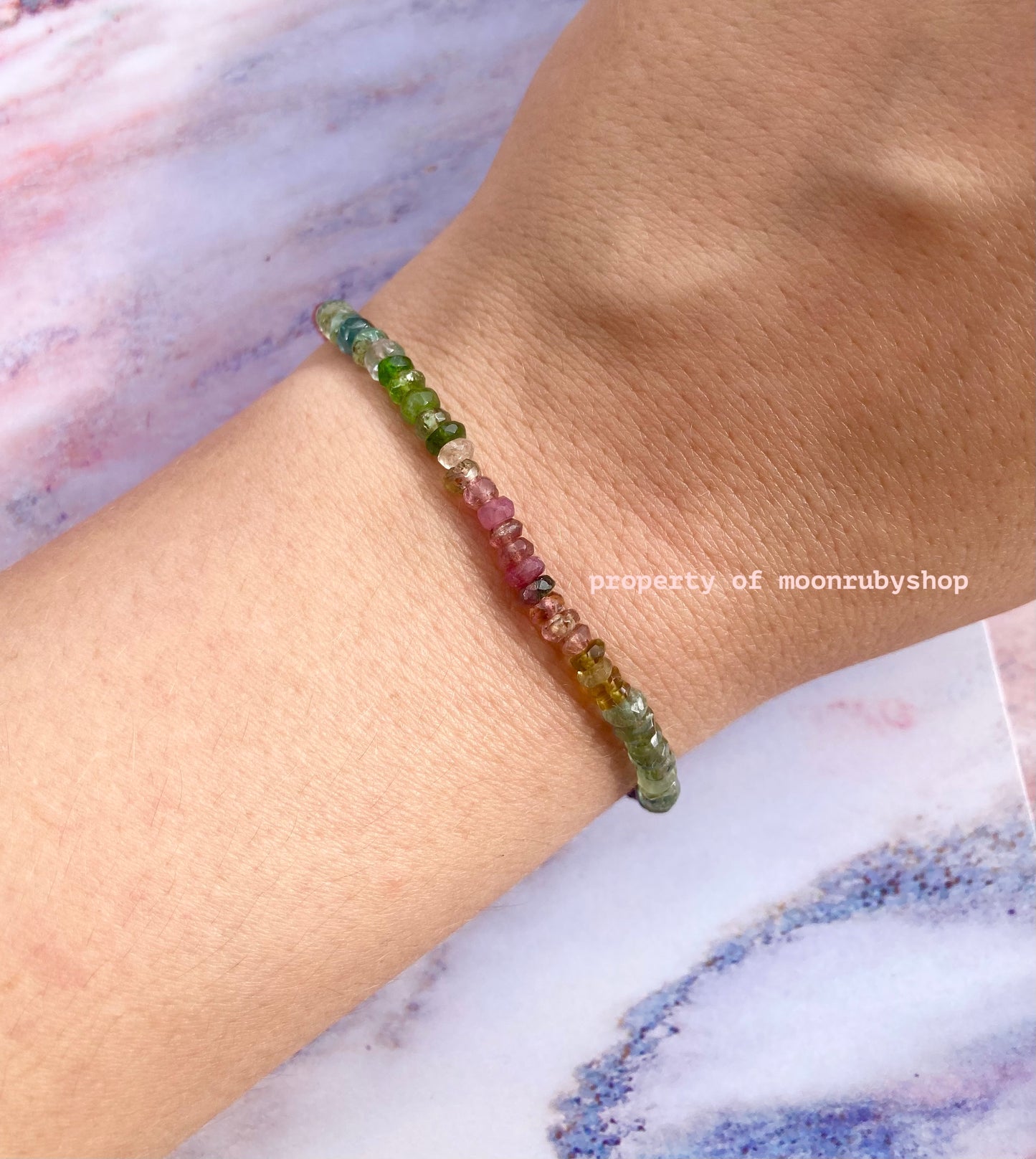 Multi-Colored Rainbow Raw Tourmaline Bead Bracelet for Peace and Positive Energy