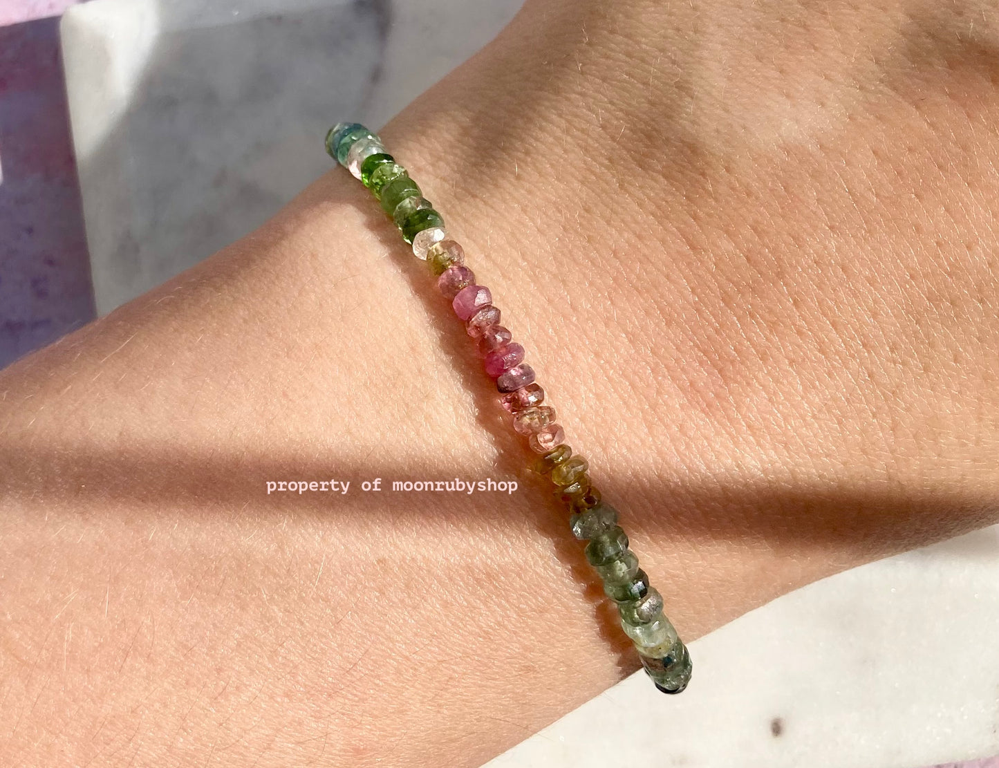 Multi-Colored Rainbow Raw Tourmaline Bead Bracelet for Peace and Positive Energy