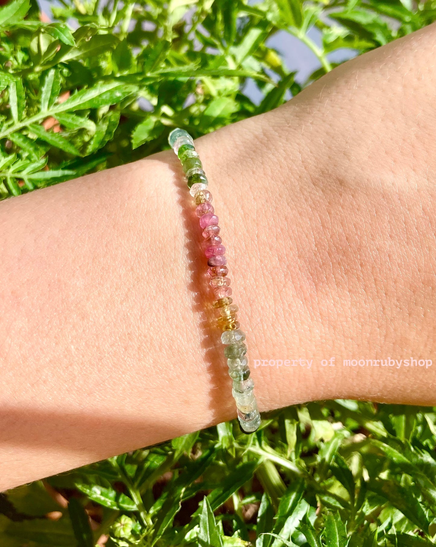 Multi-Colored Rainbow Raw Tourmaline Bead Bracelet for Peace and Positive Energy