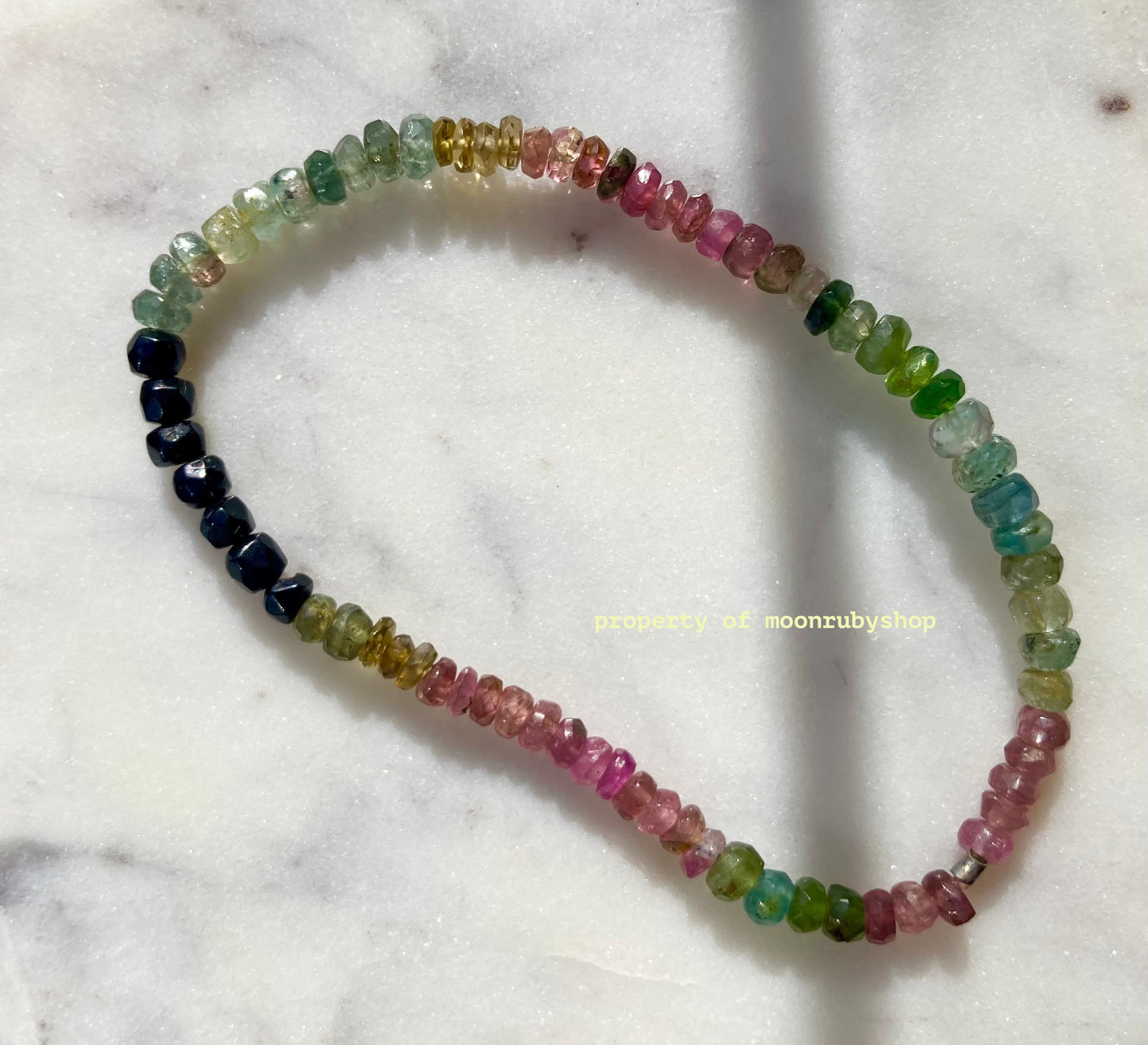 Multi-Colored Rainbow Raw Tourmaline Bead Bracelet for Peace and Positive Energy