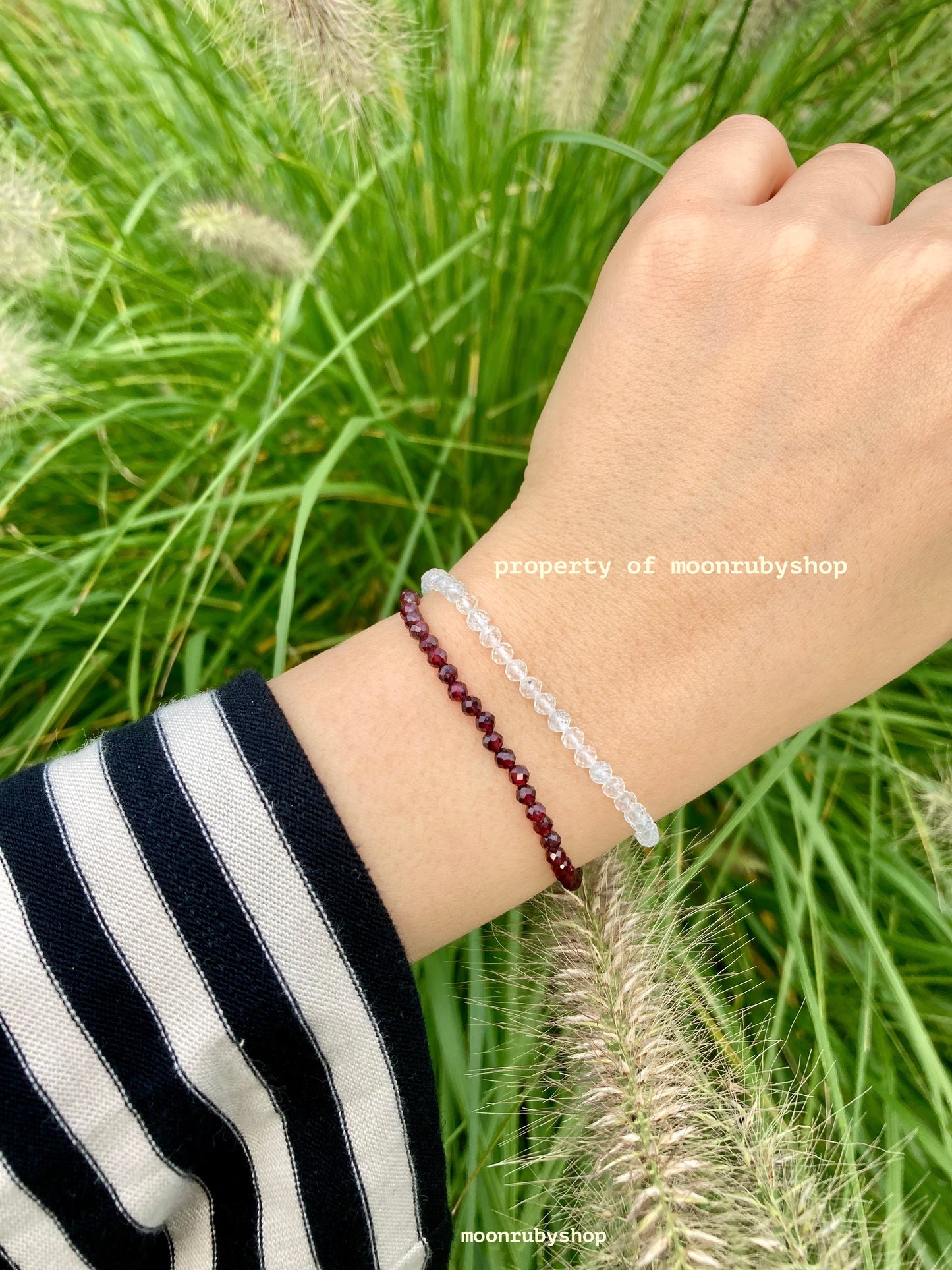 Elastic Meditation Fidget Bracelet Made of Faceted Natural Gemstone Beads (Tourmaline, Rose Quartz, Garnet and more)