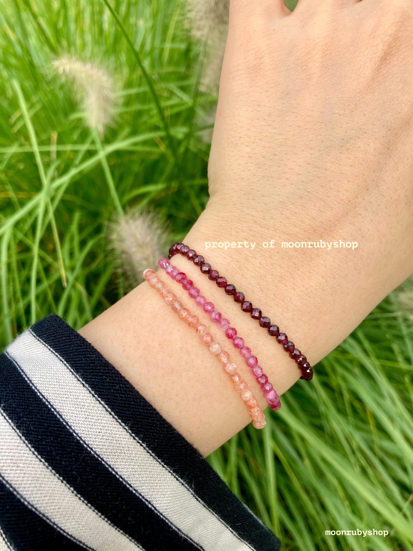 Elastic Meditation Fidget Bracelet Made of Faceted Natural Gemstone Beads (Tourmaline, Rose Quartz, Garnet and more)