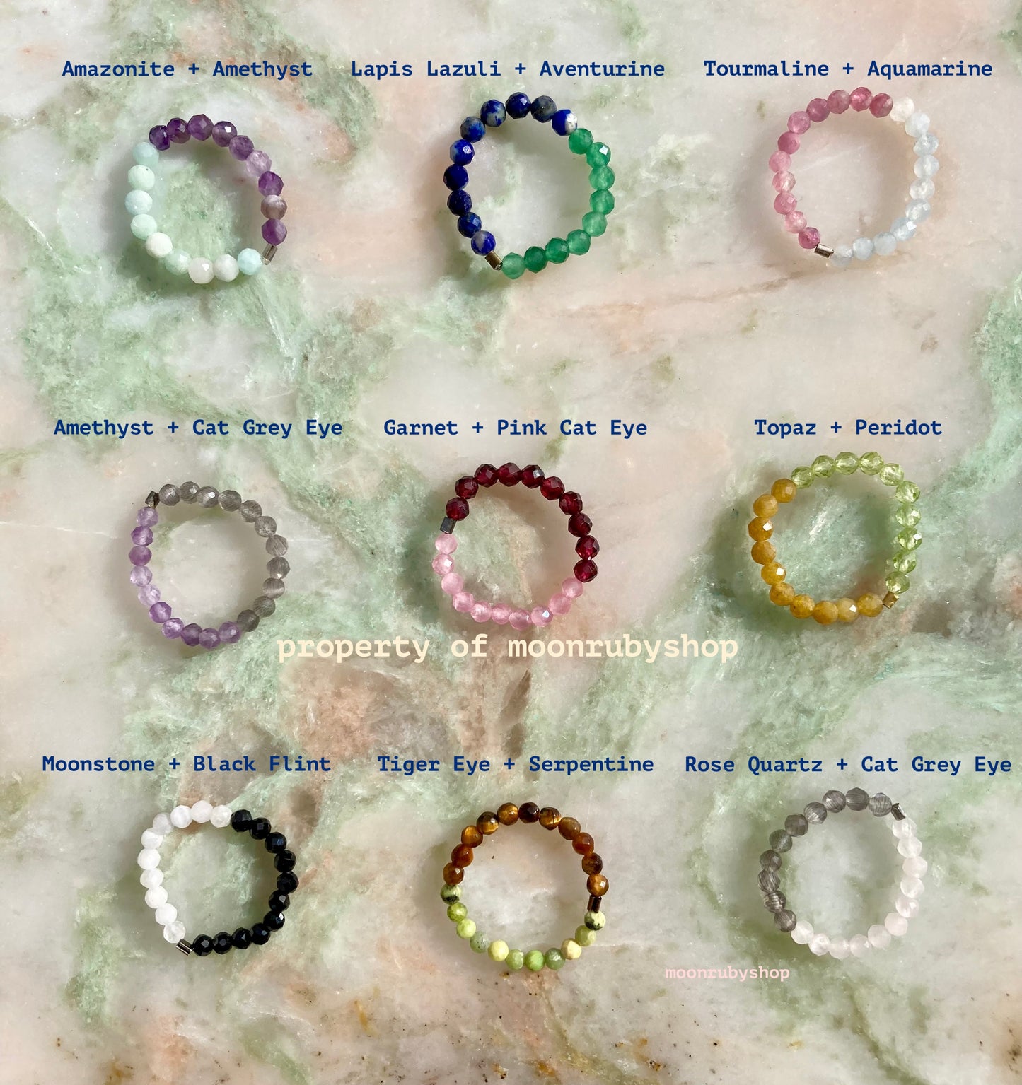 Vibrant Handmade Fidget Ring with Faceted Gemstones in Bold Color-Block Combinations