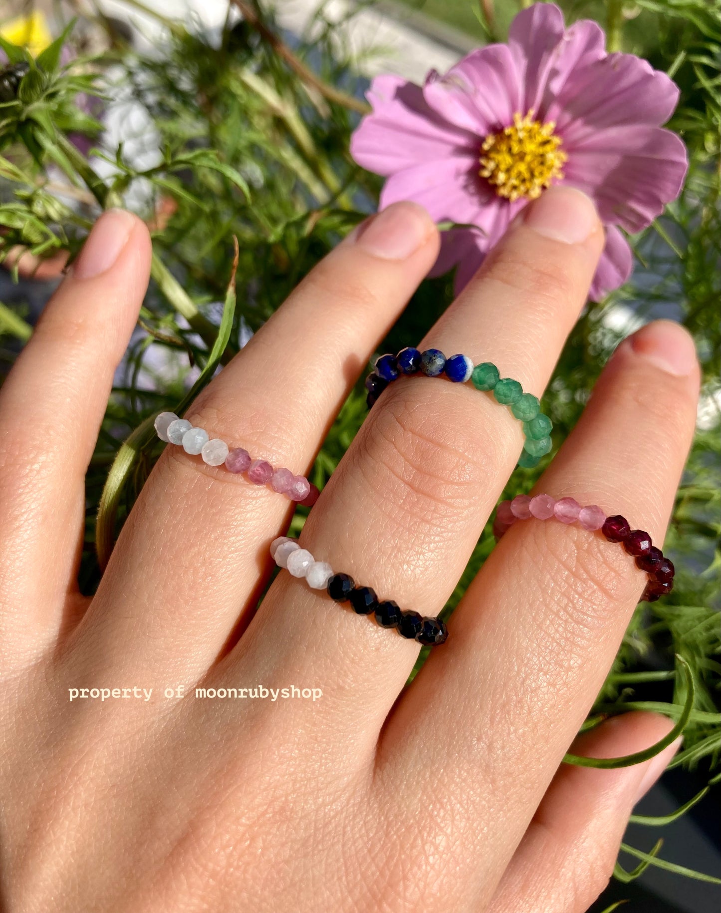 Vibrant Handmade Fidget Ring with Faceted Gemstones in Bold Color-Block Combinations