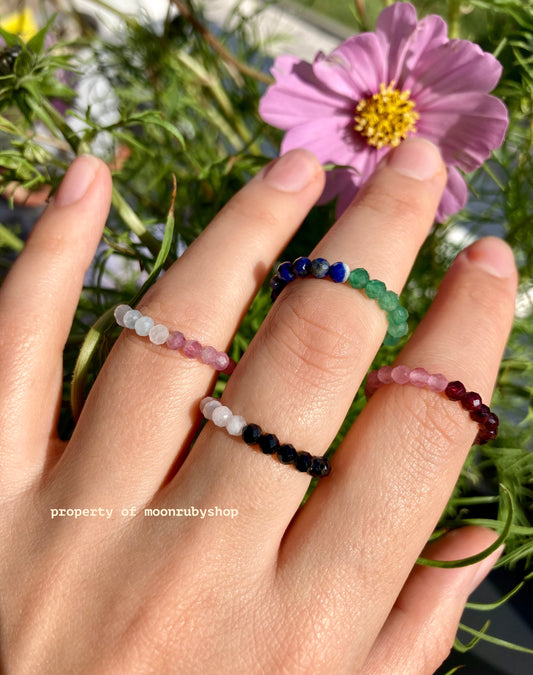 Vibrant Handmade Fidget Ring with Faceted Gemstones in Bold Color-Block Combinations